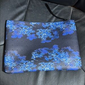 Tablet Sleeve, Banana Republic XLarge Zip Clutch,Floral Navy/Black Vegan Leather